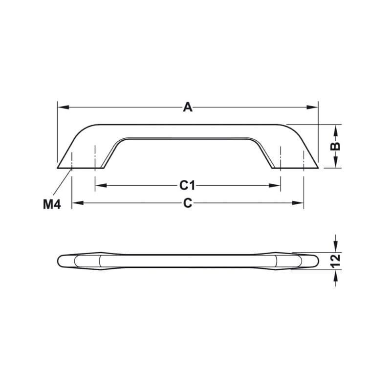 Tay nắm tủ chữ D Hafele 106.61.214 (mạ crom bóng)